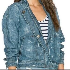 Free people tattered distressed jean jacket xs